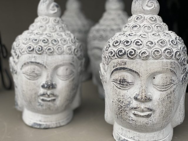 Buddha Head-Cement 9"