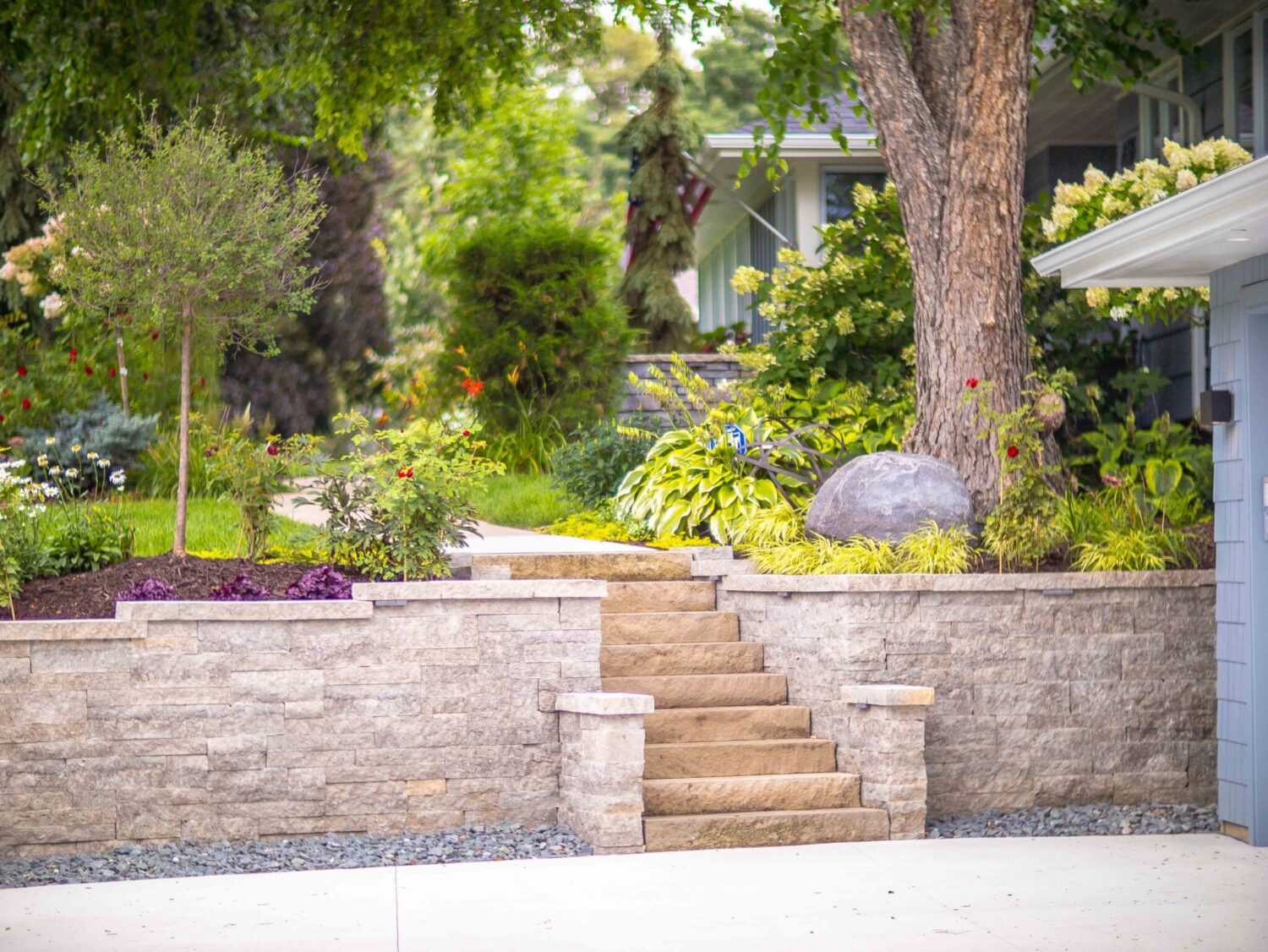 Landscape, steps and wall.