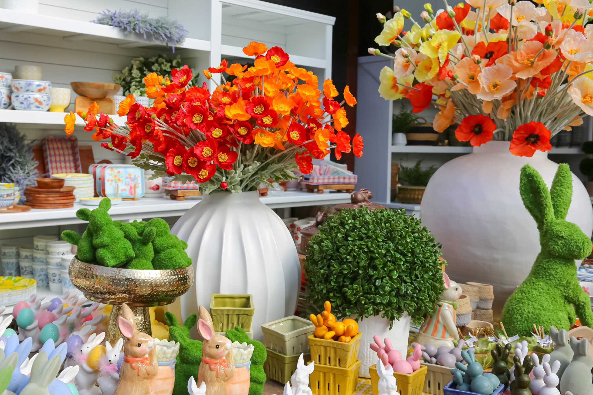 spring decor in garden center